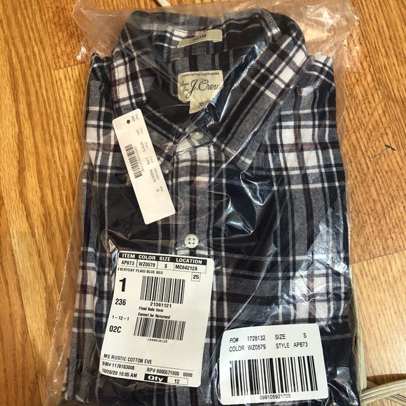 NWT J. Crew Rustic Cotton Plaid Button down shirt - Picture 2 of 2